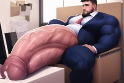abs ai_generated balls biceps hyper hyper_balls hyper_genitalia hyper_penis hyper_testicles male male_focus male_only muscles muscular muscular_arms muscular_ass muscular_back muscular_legs muscular_male muscular_thighs nipples pecs penis testicles veins veiny_penis