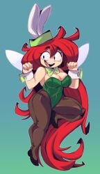 betilla_(rayman) big_breasts bunny_ears bunnysuit ink01 inkbloto leaddrill long_hair nymph_(rayman) rayman_(series) rayman_origins red_hair shortstack smile tagme wings