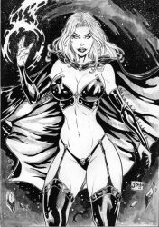 2022 artist_request breasts chaos_comics coffin_comics death_(personification) ed_benes_studio female_focus female_only goddess grim_reaper hi_res highres lady_death large_breasts latex_garter_belt latex_gloves latex_thigh_highs long_hair magic mound_of_venus queen_of_the_dead seductive_look voluptuous_female wavy_hair