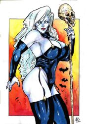 2022 alex_barros chaos_comics coffin_comics curvaceous curvy_female curvy_figure death_(personification) female_focus female_only grim_reaper hi_res highres lady_death long_hair looking_at_viewer queen_of_the_dead seductive_look voluptuous_female white_body white_hair