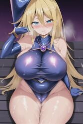 1girls ai_generated bench blue_eyes bodysuit curvy dark_magician_girl droplets ears eyes female gem gloves huge_breasts latex looking_at_viewer purple_background purple_gem rain solo solo_female stable_diffusion steam tagme thick_thighs tight_clothing water water_droplets yo_dayo_(ai) yu-gi-oh!