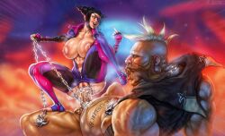 anal anal_sex big_breasts big_penis birdie capcom chains clothed_sex cum cum_in_ass femdom foot_fetish foot_in_mouth hair_pull interracial jojobanks juri_han laugh laughing legs_apart middle_finger muscles street_fighter thick woman_on_top