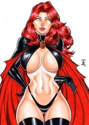 1girls 2022 artist_request big_breasts black_cape black_thong breasts breasts_apart bulging_breasts cape dominant_female dominatrix ed_benes_studio eyebrows eyebrows_behind_hair female female_only goblin_queen_(x-men) hair hellfire_club hi_res highleg highleg_thong homo_superior human human_only light-skinned_female light_skin long_hair madelyne_pryor marvel mound_of_venus multicolored_cape perky_breasts red_cape red_hair straight_hair thong two-tone_cape x-men