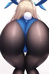 1girls ai_generated ass ass_focus asuna_(blue_archive) asuna_(bunny)_(blue_archive) asuna_(bunny_girl)_(blue_archive) back_view bare_shoulders big_ass blonde_hair blue_archive blue_eyes blush breasts bunny_ears bunny_girl bunny_tail bunnysuit facing_away female female_only gloves hi_res high_resolution highres huge_ass large_ass leggings legwear leotard long_hair looking_at_viewer nai_diffusion novelai playboy_bunny solo stable_diffusion