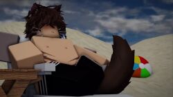 3d animated beach cat_ears cat_tail catboy elf_ears erection gab_(gabbers) gay horns kraxxcat male/male male_only no_sound precum roblox robloxian self_upload tagme video