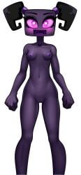 1girls black_hair colored edit enderman enderwoman female female_only glasses heart_eyes horny_craft horny_female hornycraftgame looking_at_viewer minecraft nude_female open_mouth photoshop ponytails purple_body purple_eyes purple_nipples purple_tongue shadikbitardik solo solo_female tagme