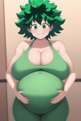 1girls ai_generated female_deku genderswap_(mtf) huge_breasts izuku_midoriya my_hero_academia pregnant pregnant_milf rule_63