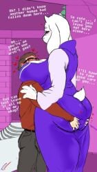 1boy 1girls 2d abryssle anthro big_ass big_breasts dialogue dress english english_text fakeryway female fur furry glasses gordon_freeman half_life horns male mature_female milf original pleasure_castle red_eyes talking text toriel undertale video_games voluptuous voluptuous_female white_fur wide_hips