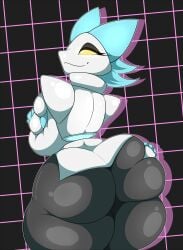 1girls ass ass_focus ass_grab big_ass big_breasts bottomless breasts cat_ears deltarune disembodied_hand dumptruck_ass female grabbing_own_ass grabbing_own_breast huge_ass huge_breasts robot smile smirk solo solo_female takano_(artist) tasque_manager_(deltarune) thick_thighs wide_hips