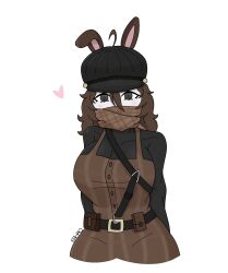 artist_name artist_signature belt big_breasts black_eyes brown_hair bunny_ears cap fully_clothed hat overalls roblox roblox_avatar robloxian scarf self_upload shaospicy suggestive sweater tagme white_background white_skin