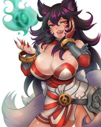 9_tails ahri animal_ear_fluff animal_ears animal_girl big_breasts black_hair blush blush blushing_at_viewer breasts busty child_bearing_hips cleavage clothing curvaceous curves curvy curvy_body curvy_female curvy_figure curvy_hips evil_grin evil_smile eyelashes eyeliner eyeshadow facial_markings fangs female fllamjr fluffy fluffy_ears fluffy_tail fluffy_tails fox fox_ears fox_girl fox_tail furry_tail grin hips horny hourglass_figure humanoid inner_ear_fluff kemonomimi kitsune large_breasts league_of_legends light-skinned_female light_skin lips lipstick long_hair magic multiple_tails nine_tailed_fox orb pale-skinned_female pale_skin riot_games seduction seductive seductive_eyes seductive_look seductive_mouth seductive_smile sharp_nails sharp_teeth slit_pupils smile smiling smiling_at_viewer tail tease teasing teasing_viewer thick_thighs thighs threatening vastaya video_games voluptuous wide_hips yandere yellow_eyes