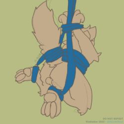 anthro arms_tied ass balls bondage bound genitals hi_res hyena kinktober legs_tied male mammal page_15 raccinheat restraints rope rope_bondage solo