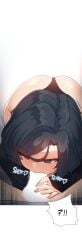 1girls black_eyes black_hair blowjob censored choi_taeyoung dark_grey_hair deep_blowjob deepthroat grey_eyes grey_hair hangover learning_the_hard_way lezhin_comics medium_hair oral petite short_hair sucking_penis yoobin