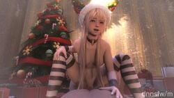 1boy 1girls 3d animated areolae black_socks blonde_female blonde_hair blue_eyes bouncing_breasts breasts choker christmas christmas_present christmas_tree cowgirl_position cum cum_in_pussy dead_or_alive dead_or_alive_5 dnnsfw female hair_ribbon legwear light-skinned_male long_hair looking_at_viewer male male_pov marie_rose moaning nude penis petite pov present pussy riding santa_hat semen sex small_breasts socks sound stockings striped_socks thigh_socks thighhighs twintails uncensored vaginal_penetration video white_socks wristband