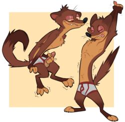 anthro disney duke_weaselton genitals hi_res male mammal masturbation mustelid musteline penile penile_masturbation penis true_musteline underwear underwear_only weasel werewolfguts zootopia