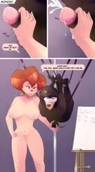 age_difference anthro anthro_only balls blindfold bondage comic dialogue disney disney_channel goof_troop handjob mature_female max_goof milf milking_handjob mother_and_son nipples noctibus older_female peg_pete penis pussy testicles text tied_up