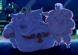 2022 2girls areolae belly big_belly big_breasts breasts cyberpunk:_edgerunners cyberpunk_2077 duo duo_female duo_focus fat fat_arms fat_thighs fat_woman female_focus female_only gigantic_belly hand_on_hip hips huge_belly huge_breasts lucyna_kushinada morbidly_obese morbidly_obese_female multiple_girls nipples nude nude_female obese obese_female pivk00 rebecca_(edgerunners) ssbbw thick_thighs thighs wide_hips