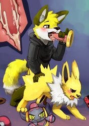 absurd_res anal anal_sex animal_genitalia animal_penis anthro anthro_on_feral anthro_penetrating anthro_penetrating_feral biped blush bodily_fluids canine_penis cum cum_in_ass cum_in_mouth cum_inside disembodied_penis eeveelution erection feral feral_penetrated from_behind_position generation_1_pokemon generation_6_pokemon genital_fluids genitals group handjob_while_penetrating hi_res hoopa jolteon kake0078 knot legendary_pokemon male male/male male_penetrated male_penetrating male_penetrating_male nintendo non-euclidean_sex open_mouth penetration penile penile_penetration penis penis_in_ass pokémon_(species) pokemon pokemon_(species) portal_sex purple_body quadruped sex shaded thinking_with_portals trio yellow_body zoophilia