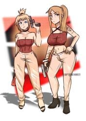 age_difference clothed gun opticdeviant patreon_username pinup soul_eater thompson_sisters twins