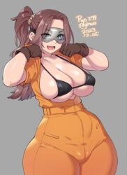 1girls big_breasts jumpsuit looking_at_viewer original ryo_agawa