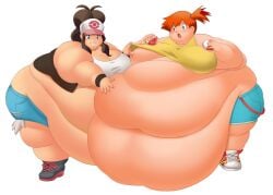 chubby chubby_female eishiban fat_ass hilda_(pokemon) huge_butt kasumi_(pokemon) morbidly_obese morbidly_obese_female obese obese_female overweight overweight_female pokemon ussbbw