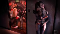 1boy 2girls 3d against_wall animated ass bad_end bent_over bouncing_ass breast_grab breast_squeeze caption clothed_masturbation clothed_sex cuckold cuckquean dead_or_alive female female_masturbation fingering from_behind_position game_over gameplay_mechanics gui kasumi_(doa) koei_tecmo kunoichi loop masturbating_cuck masturbation masturbation_through_clothing momiji_(ninja_gaiden) multiple_girls music netorare night ninja_gaiden ntr rough_sex ryu_hayabusa secazz sex sound source_filmmaker spying standing_sex tecmo text text_box thermalobject99 timeorange090 tiptoes to9 ui video voyeur you_lose