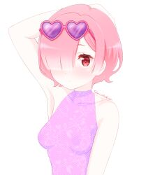 pink_hair ram_(re:zero) re:zero_kara_hajimeru_isekai_seikatsu red_eyes s4mirukun short_hair small_breasts solo_female