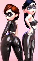 2girls 3d 3d_(artwork) ass athletic athletic_female big_ass big_breasts black_hair bottom_heavy breasts brown_hair bubble_ass bubble_butt busty daughter disney elastigirl eyebrows eyelashes eyes female female_only fit fit_female hair helen_parr heroine hips hourglass_figure huge_ass huge_breasts human large_ass large_breasts legs light-skinned_female light_skin lips long_hair milf mother mother_and_daughter petite pixar short_hair skin_tight skintight slim slim_waist straight_hair superheroine the_incredibles thick thick_hips thick_legs thick_thighs thighs top_heavy upper_body violet_parr voluptuous vtemp waist wide_hips