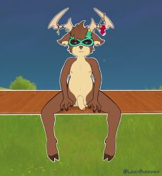 anthro bodily_fluids brown_body brown_fur capreoline christmas christmas_decorations christmas_lights christmas_sock cum cum_on_body cum_on_face cum_on_ground deer dolph_(fortnite) epic_games eyewear fortnite fur genital_fluids glasses hi_res holidays male mammal reindeer sherwind52 sitting solo