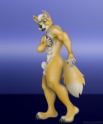 2022 5:6 animal_genitalia anthro canid canine digital_media_(artwork) fox furry genitals hi_res invalid_tag male mammal mccloud nintendo nude rubber rubberized sheath shiny_(disambiguation) star_fox surprise