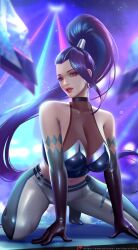 codexabyss female k/da_all_out_kai'sa k/da_all_out_series k/da_series kai'sa latex latex_bodysuit latex_boots latex_stockings latex_suit league_of_legends looking_at_viewer sade_abyss