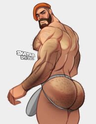 1boy 2022 ass back back_muscles back_view bara bara_ass beard beret big_ass big_bulge big_butt big_penis blue_eyes body_hair bonnet brimstone_(valorant) bubble_ass bubble_butt bulge butt buzz_cut chest_hair dat_ass erection erection_in_jockstrap erection_in_underwear erection_pushing_jockstrap erection_pushing_underwear facial_hair gay hairy hairy_arms hairy_ass hairy_back hairy_chest hairy_male huge_bulge huge_penis human human_only jockstrap jockstrap_only light-skinned_male light_skin looking_back male_only manly mature mature_male military_hat muscles muscular muscular_back muscular_male nipples orange_beret orange_bonnet pecs pectorals shaved_head skayous solo solo_male thick_ass valorant white_jockstrap