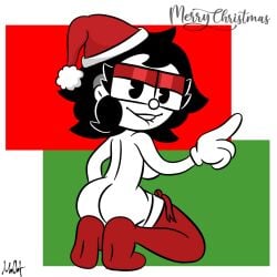 ass christmas christmas_clothing color female female/female female_only marlon marlonxd pac-man_eyes rubberhose rule_63 sitting