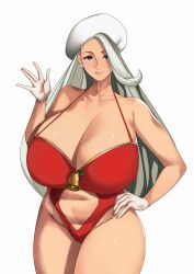 1girls bell big_breasts blue_eyes bottomwear cleavage clothing ear_piercing earrings female female_only game_freak hair hand_on_hip handwear harstfazn hat headwear hips huge_breasts large_breasts long_hair looking_at_viewer mature mature_female mature_woman melony_(pokemon) milf mother plump pokemon pokemon_ss smile solo solo_female thick_thighs thighs topwear voluptuous white_hair