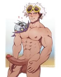 big_cock big_penis boner erect_penis erection guzma_(pokemon) hard_on huge_cock huge_cock looking_at_viewer male male_only muscles muscular muscular_male naughtydads pokemon pokemon_sm wimpod