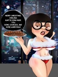 christmas christmas_clothing cookies disney edna_mode female holidays pixar seduction seductive seductive_eyes seductive_look smooth_skin the_incredibles