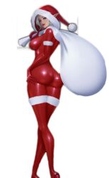 codexabyss edit edited elf elf_ears elf_female high_heel_boots high_heels latex latex_bodysuit latex_boots latex_stockings latex_suit pointy_ears sade_abyss santa_costume santa_hat santa_suit tagme transparent_background