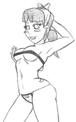 1girls bikini bow buckteeth canon_genderswap crocface eyelashes hourglass_figure monochrome navel nickelodeon rough_sketch rule_63 straight_hair tagme the_fairly_oddparents timantha timmy_turner