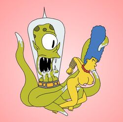 alien alien/human alternate_breast_size breasts female human interspecies jsl kang kodos marge_simpson tentacle the_simpsons