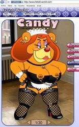 adventures_of_the_gummi_bears anthro breasts clothing disney female female_only fishnets front_view grammi_gummi high_heels nipples sandybelldf shortstack smile solo standing tagme toony