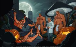 2023 4nt0n3 5boys armpit_hair artist_name bara barazoku beard big_bulge blonde_hair body_hair brown_eyes brown_hair bulge clothing facial_hair gay hairy_chest hairy_male halloween holidays huge_bulge human jack-o'-lantern luigi male male/male male_nipples male_only manly mario mario_(series) mature_male muscular_male mustache nintendo no_visible_genitalia orange_eyes outdoors patreon_username penis_outline pumpkin scars super_mario_bros. tight_clothing yellow_sclera