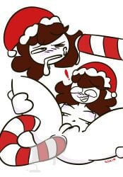 ! anal anal_insertion anal_sex blush brown_hair candy_cane christmas christmas_hat cum_on_face drooling embarrassed female jaiden jaiden_animations slobbyslapper sssir sssir8 surprised youtube youtuber