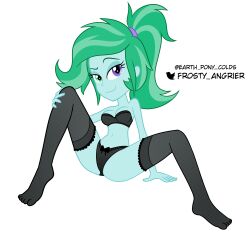 accurate_art_style aniyah earth_pony_colds equestria_girls female green_skin lingerie looking_at_viewer my_little_pony solo spread_legs