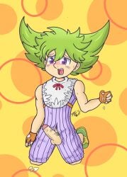 cum cum_in_hand green_hair hairy_pubes male_only mokushiroku_no_yonkishi nanatsu_no_taizai percival_(mokushiroku_no_yonkishi) purple_eyes