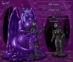 absurd_res anthro assimilation cybernetics cyborg dragon female goo_(disambiguation) goo_creature goo_dragon goo_dripping goo_transformation gooborg goop goopy gynomorph hi_res intersex machine melting purple_body purple_dragon queen_vinyl_da.i'gyu-kazotetsu swizy tar tar_creature tar_slime tara_(elizabethwinterwolf) transformation