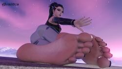 alternat0r218 barefoot clothed clothed_female feet foot_fetish foot_focus k/da_all_out_kai'sa k/da_all_out_series k/da_series kai'sa league_of_legends presenting_feet soles toenail_polish toes