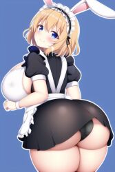 1girls aged_up ai_generated apron ass backboob big_breasts blonde_hair blue_eyes bow breasts bubble_butt child_bearing_hips curvaceous curvy curvy_female curvy_figure fake_animal_ears female floppy_ears frilled_apron frilled_dress frilled_hairband frilled_skirt frills gochuumon_wa_usagi_desu_ka? hairband heart huge_ass is_the_order_a_rabbit? kirima_sharo large_breasts light-skinned_female lolita_hairband looking_at_viewer looking_back maid maid_uniform medium_hair nai_diffusion panties portrait presenting_hindquarters puffy_short_sleeves rabbit_ears sideboob smile stable_diffusion thick_thighs underwear upskirt voluptuous waitress wide_hips wrist_cuffs