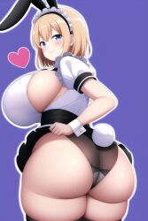 1girls aged_up ai_generated apron ass backboob big_breasts blonde_hair blue_eyes bow breasts child_bearing_hips curvaceous curvy curvy_female curvy_figure fake_animal_ears floppy_ears frilled_apron frilled_dress frilled_skirt frills gochuumon_wa_usagi_desu_ka? hairband heart huge_ass is_the_order_a_rabbit? kirima_sharo large_breasts light-skinned_female lolita_hairband looking_at_viewer looking_back maid maid_uniform medium_hair nai_diffusion panties portrait puffy_short_sleeves rabbit_ears sideboob stable_diffusion tail thick_thighs upskirt waitress wide_hips wrist_cuffs