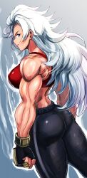 1girls ass biceps big_ass big_breasts blue_eyes breasts clothed clothing crop_top double_dragon female female_focus female_only kunio-kun kunio-kun_series long_hair looking_at_viewer looking_back looking_back_at_viewer marian_(double_dragon) marian_(river_city_girls) marian_kelly midriff muscles muscular muscular_arms muscular_female obliques river_city_girls river_city_girls_2 shopyun sideboob solo solo_female solo_focus sports_bra thick_thighs triceps wayforward white_hair