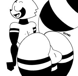 anthro ass backsack balls big_butt black_body closed_eyes genitals hi_res male_only mammal multicolored_body open_mouth presenting presenting_hindquarters procyonid raccoon rear_view rex_(rexon02) rex_raccoon_(rexon02) rexon02 solo thick_thighs transparent_background two_tone_body white_body wide_hips